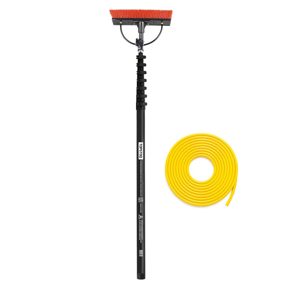 Topstoq carbon telescoopsteel set 6,5 meter – compleet met borstel, 20 meter slang en met 24T carbon telescoopsteel lichtgewicht voor professionele glazenwassers