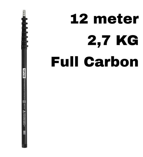 Topstoq Full Carbon telescoopsteel 12 meter anti-draai | Professioneel glazenwassen