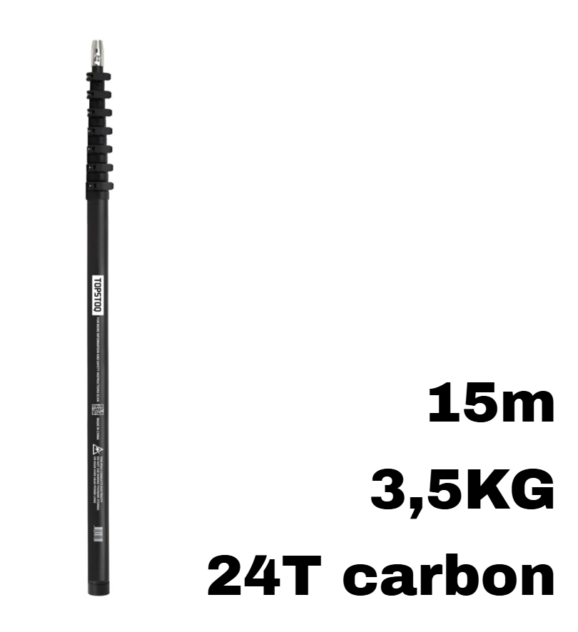 Topstoq carbon telescoopsteel met anti draai vorm 15 meter – 24T carbon: lichtgewicht voor professionele glazenwassers