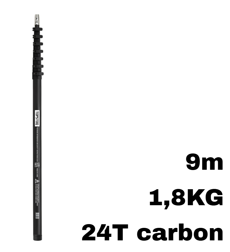 Topstoq carbon telescoopsteel met anti draai vorm 9 meter – 24T carbon: lichtgewicht voor professionele glazenwassers