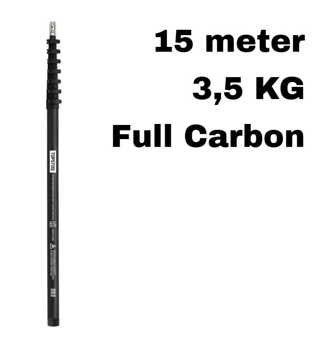 Topstoq Full Carbon telescoopsteel 15 meter anti-draai | Professioneel glazenwassen